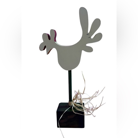 🔻Vintage🔻Handmade, Rustic Wooden Rooster Decor, 8.50’’, Beige & Green 🐔 - Picture 6 of 8